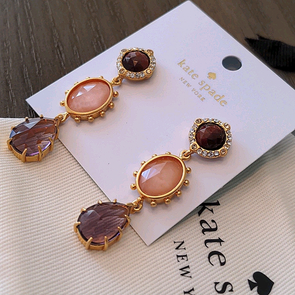 NEW Kate Spade Linear Drop Earrings in Berry Multi - Picture 8 of 9